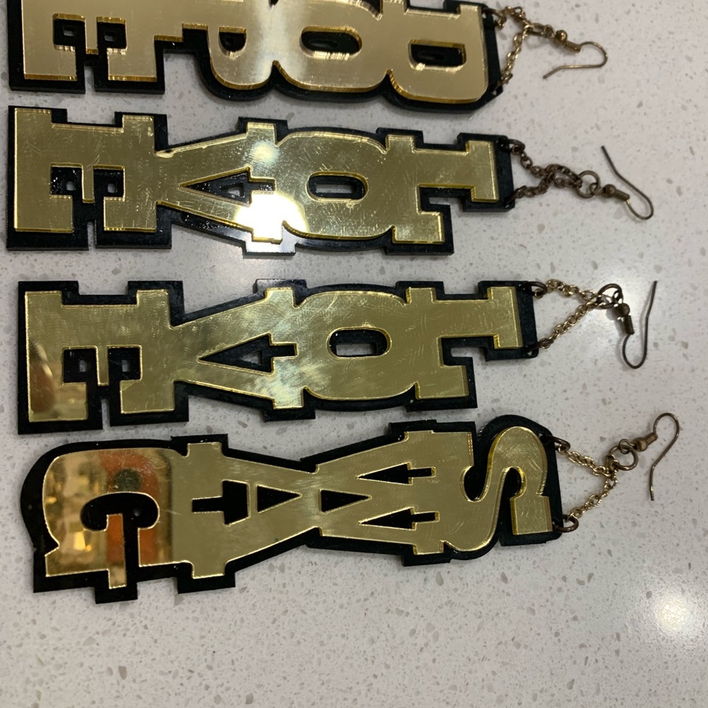 Black and Gold Graphic Statement Earrings